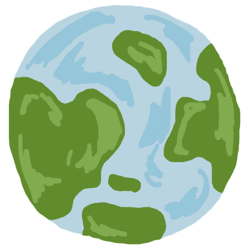 Icône planète représentant l’engagement zéro déchet de la marque.