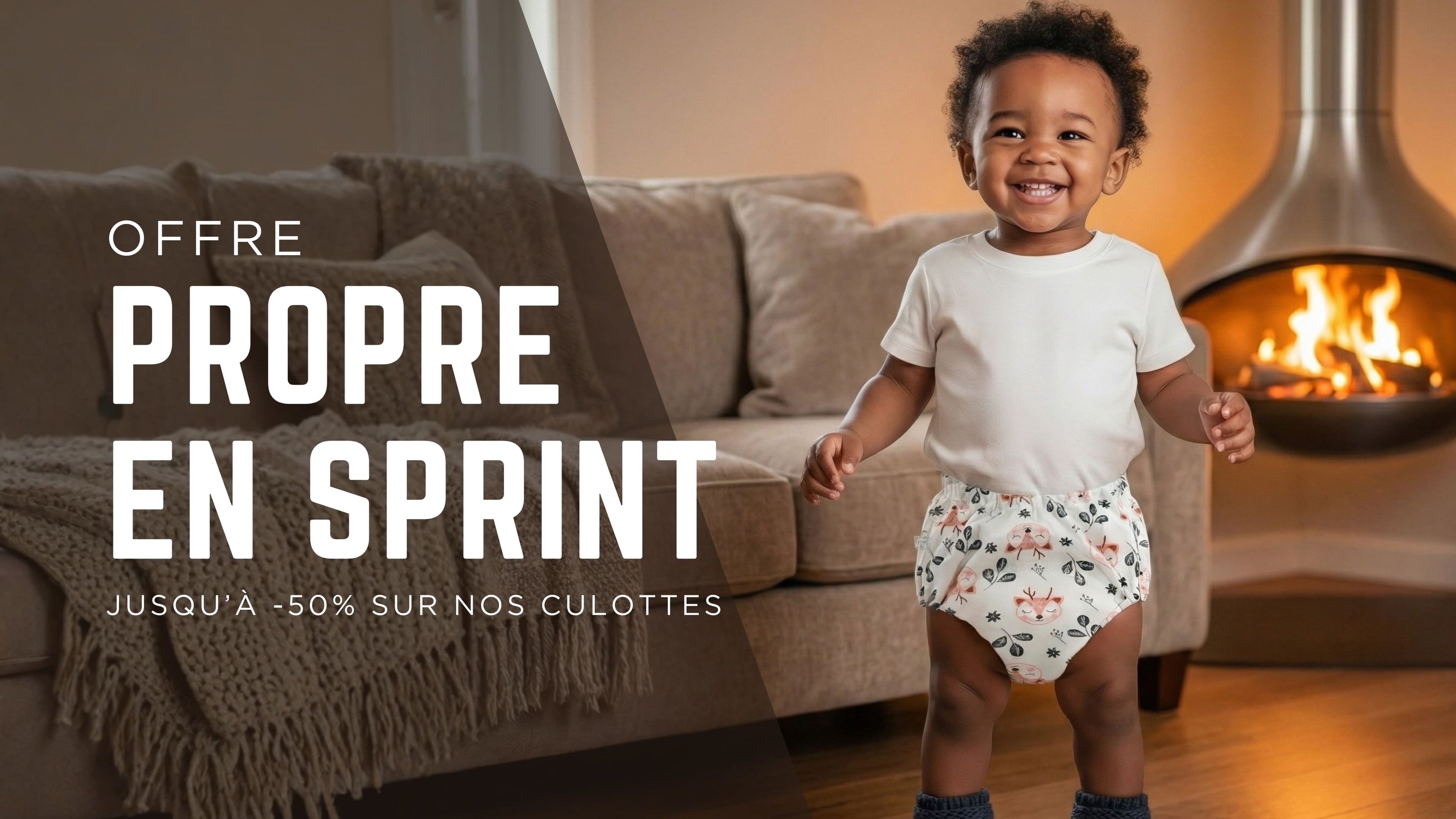 Bébé portant une culotte d’apprentissage lors de l’offre Propre en Sprint.